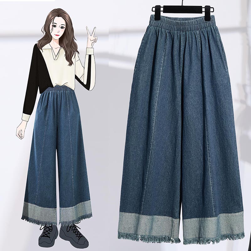 실사 빅 사이즈 넓은 다리 청바지 레트로 청바지 마 오래된 공예 루즈핏 참고 바닥 청소 청바지