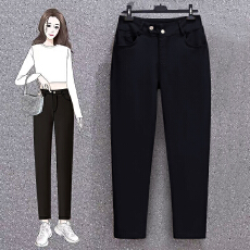 批发哈伦萝卜裤实拍2026春季新款高腰显瘦宽松遮跨大码弹力面料老爹裤