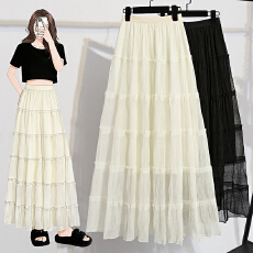 批发实拍2026<b class='q'>夏</b>季新款闪闪网纱裙大码高腰显瘦长款超仙大摆裙蛋糕裙