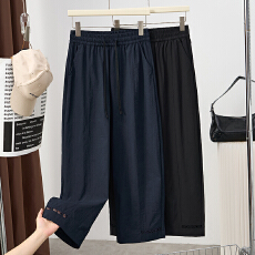 批发实拍2026夏季胖MM<b class='q'>大码</b>薄款松紧腰花边休闲裤女宽松显瘦百搭直筒裤