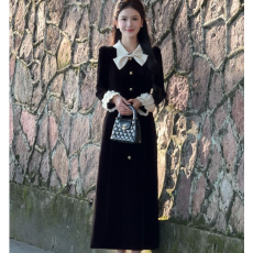 批发大码女装法式复古千金小香风显瘦连衣裙<b class='q'>秋</b>冬新款高级赫本气质长裙