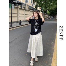 批发波点半身裙女夏季2025新款高腰a字显瘦中长款法式小个子白色伞裙