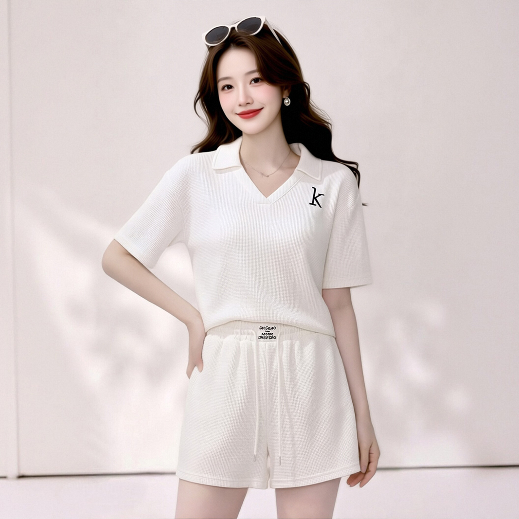 RY7543# 夏天时尚休闲运动短裤套装女夏季网红炸街气质显瘦两件套装