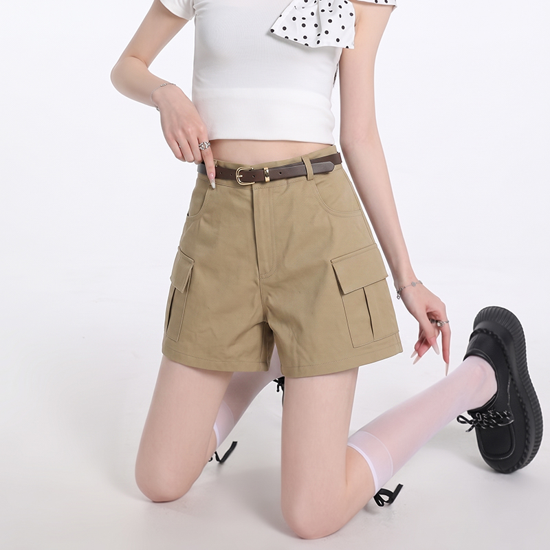 RY7539# 实拍韩系短裤女夏季2026新款卡其色休闲裤工装裤美式小个子...
