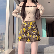 批发实拍 油画浮雕碎花<b class='q'>雪纺</b>半身裙女大码中裙高腰a字<b class='q'>短裙</b>子小个子半裙