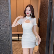 批发实拍性感<b class='q'>网纱</b>拼接短袖包臀打底<b class='q'>连衣裙</b>短款