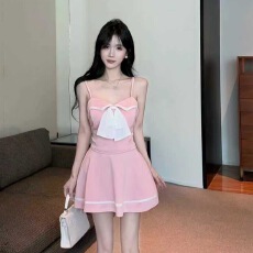 批发实拍性感吊带流苏拼接短款两件套 不单卖不单退