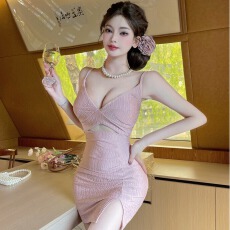 批发实拍性感低胸泡泡棉紧身包臀镂空吊带<b class='q'>连衣裙</b>