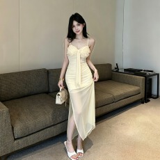 批发实拍长款网纱包臀吊带<b class='q'>连衣裙</b>