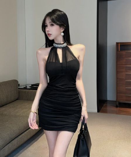 실사 쇼트 스타일 망사 드레스