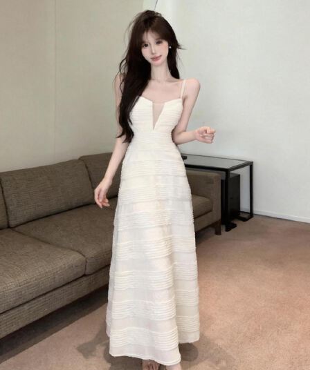 실사 롱 코트 슬립 드레스