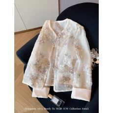 批发新中式重工刺绣<b class='q'>欧根纱</b>外套女夏新款国风气质温柔微透薄款防晒上衣