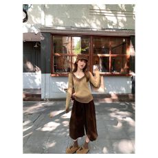 批发法式复古灯芯绒<b class='q'>七分</b>裤女2025秋季通勤宽松直筒休闲裤【工厂店】