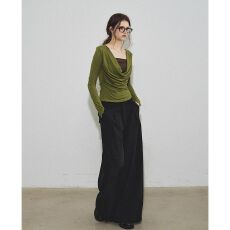 批发法式撞色荡领T恤女装2025设计感气质上衣【工厂店】【原版质量】