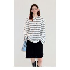 批发法式休闲慵懒条纹百搭长袖2025百搭上衣【工厂店】【原版质量】