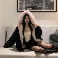 批发正反两穿麂皮绒座山雕环保皮草外套女高级感超好看防寒棉服外套