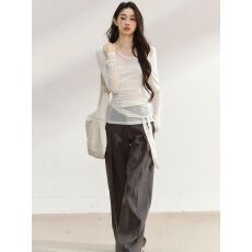 批发法式不规则薄款长袖<b class='q'>T</b><b class='q'>恤</b>女2025上衣【工厂店】【原版质量-羊毛】