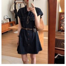 批发法式高级感<b class='q'>牛仔</b><b class='q'>连衣裙</b>女2025夏季新款设计感小众收腰显瘦气质短裙