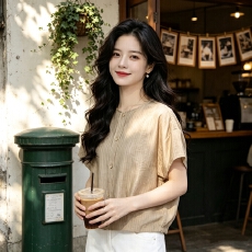 批发2026短袖上衣女士<b class='q'>夏季</b>新款洋气泡泡袖小众<b class='q'>t</b><b class='q'>恤</b>遮肉显瘦小个子<b class='q'>衬衫</b>