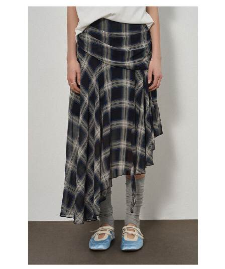 원본 품질 한국 스타일 불규칙 체크무늬 반신 스커트 여성 2026 여름 새로운 출퇴근 다용도 하이웨이스트 치마