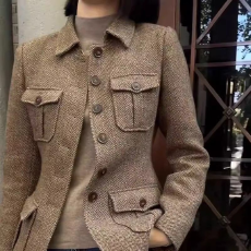 批发高级感超好看休闲复古毛呢工装风短西装外套女秋冬季修身新款上衣