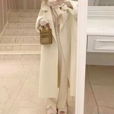 批发现货 美拉德秋冬中长款毛呢外套女洋气名媛过膝小个子呢子大衣潮
