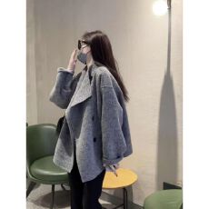批发高级感冷淡系独特别致毛呢子大衣秋冬超好看小个子<b class='q'>短款</b>毛呢外套