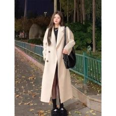 批发慵懒风韩系毛呢大衣外套女<b class='q'>中长款</b>2025秋冬新款毛呢外套