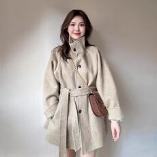 批发时尚毛呢大衣<b class='q'>女</b>短款小个子2025秋冬季新款高级感立领毛呢外套