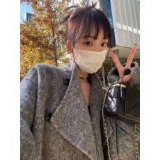 批发灰色双面呢子羊毛大衣2024新款秋冬高级小个子韩系短款毛呢外套