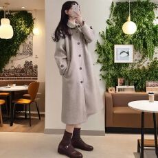 批发毛呢外套女赫本风中长款2025年秋冬新款韩版加厚温柔百搭呢子大衣