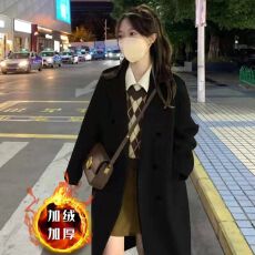 批发2025新款夹棉加厚燕麦呢子大衣女中长款冬季韩版高级感毛呢外套潮