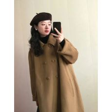 批发毛呢外套女2023年秋冬装新款复古呢子大衣赫本风小个子韩系中长款