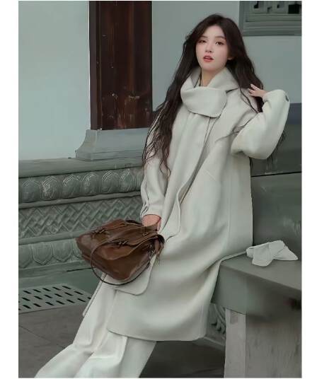 2026 고급 새로운 루즈핏 다용도 디자인 가을 겨울 스카프 수 있습니다. 언 로딩 양모 양면 코트 재킷 빛 럭셔리
