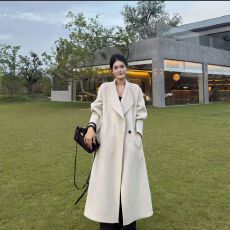 批发2025大衣双面羊毛呢大衣韩版秋<b class='q'>冬</b>宽松长款新款毛呢高级外套高个子