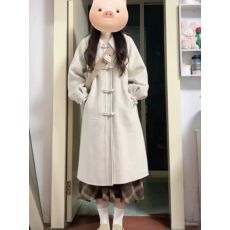 批发大衣呢子外套高级感2025秋冬燕麦色<b class='q'>新款</b>小个子学院风超好看灯笼袖