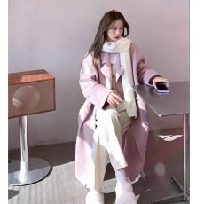 批发<b class='q'>韩版</b>宽松型毛呢女款2025秋冬季大衣中长款冬高级感毛呢外套