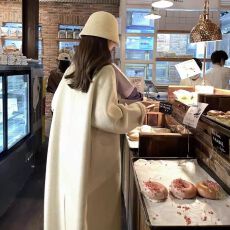 批发韩版宽松型毛呢<b class='q'>女</b>款2025秋冬季大衣中长款冬高级感毛呢<b class='q'>外套</b>