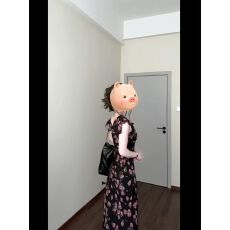 批发己出货 风玫瑰印花收腰显瘦气质A字长裙子