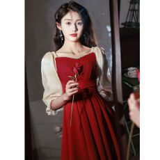 批发敬酒服新娘平时可穿结婚礼服女订婚<b class='q'>连衣裙</b>小个子缎面半袖回门夏季