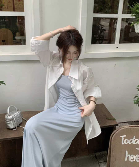 봄 여름 여성 의류 도파민 착용 가져 가라. 소금 부서 빛 요리 한 프랑스식 품격 고급 센스 핫걸 슬립 점프 슈트 치마