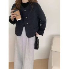 批发26年简约气质小香风小个子圆领外套女秋季爆款韩版时尚气质减龄上