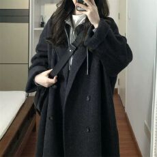 批发大衣女<b class='q'>中长款</b>2026秋冬新款韩系宽松赫本风高端毛呢外套