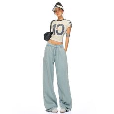 批发实拍  莱赛尔天丝千禧辣妹风<b class='q'>糖果</b>系<b class='q'>色</b>宽松阔腿<b class='q'>休闲裤</b>