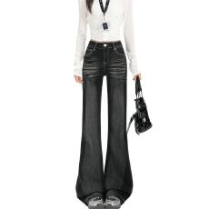 批发实拍 辣妹新款低腰水洗猫须微喇牛仔<b class='q'>裤</b>女秋季<b class='q'>提</b><b class='q'>臀</b>弹力显瘦<b class='q'>裤</b>子