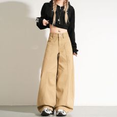 批发实拍 新品卡其风格｜时尚模范生｜卡其色休闲<b class='q'>牛仔裤</b>女 常规&加长