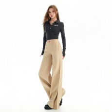 批发实拍  2026新款卡其色美式复古休闲裤女2025显瘦辣妹百搭长裤