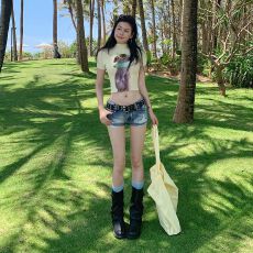 批发实拍 26年夏季新款 美式复古低腰卯钉口袋<b class='q'>热裤</b>牛仔短裤女