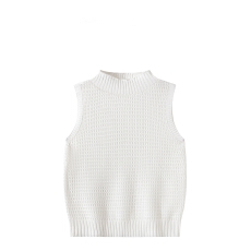 批发法式高级感纯欲风黑色半高领背心女装<b class='q'>秋</b>季新款无袖针织内搭上衣服