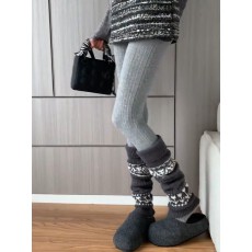 批发复古费尔岛堆堆<b class='q'>袜套</b>秋冬保暖配雪地靴打底裤加厚灰色小腿套